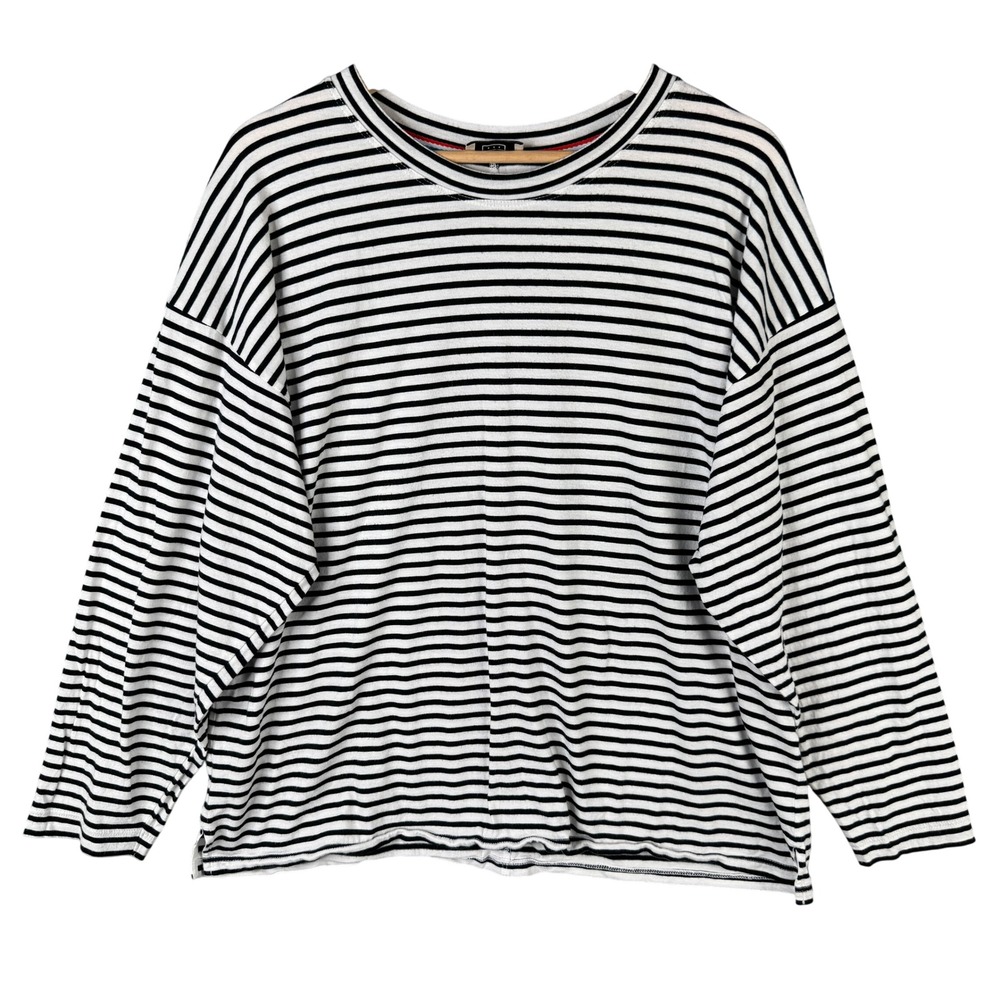 AYR The French Fry Striped Long Sleeve Tee Pima Cotton White Black XL